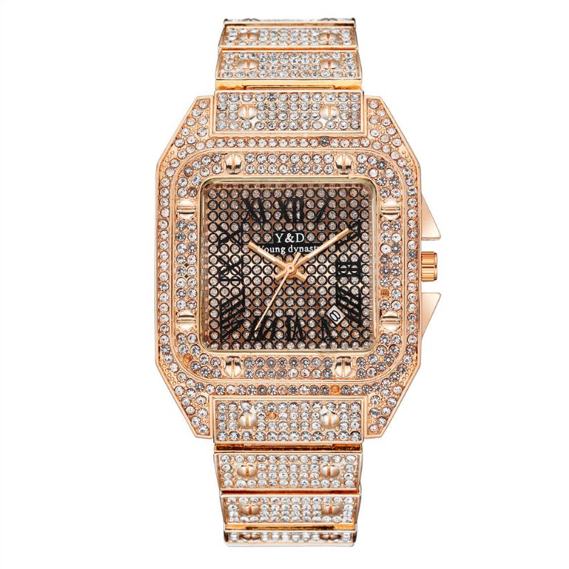 Fashion Elegant Causal Big Dial Steel Band Diamond Herre Quartz Watch