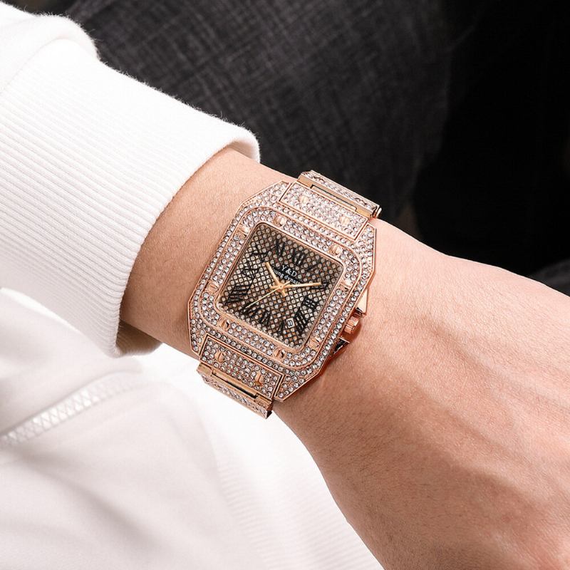 Fashion Elegant Causal Big Dial Steel Band Diamond Herre Quartz Watch