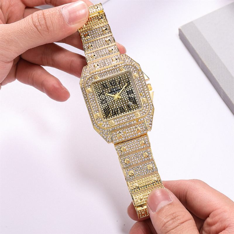 Fashion Elegant Causal Big Dial Steel Band Diamond Herre Quartz Watch