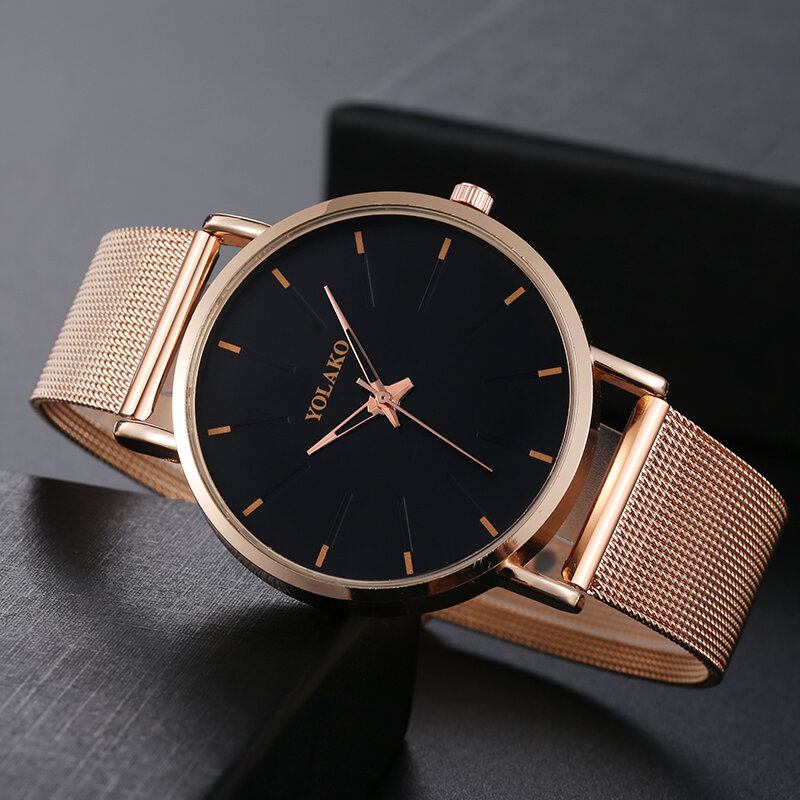 Fashion Mesh Stålrem Causal Style Simple Dial Herreur Quartz Watch