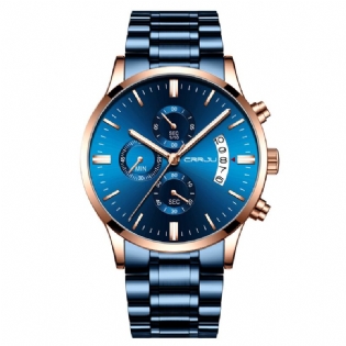 Fashion Style Fuld Stålrem Chronograph Dato Display Herre Quartz Watch
