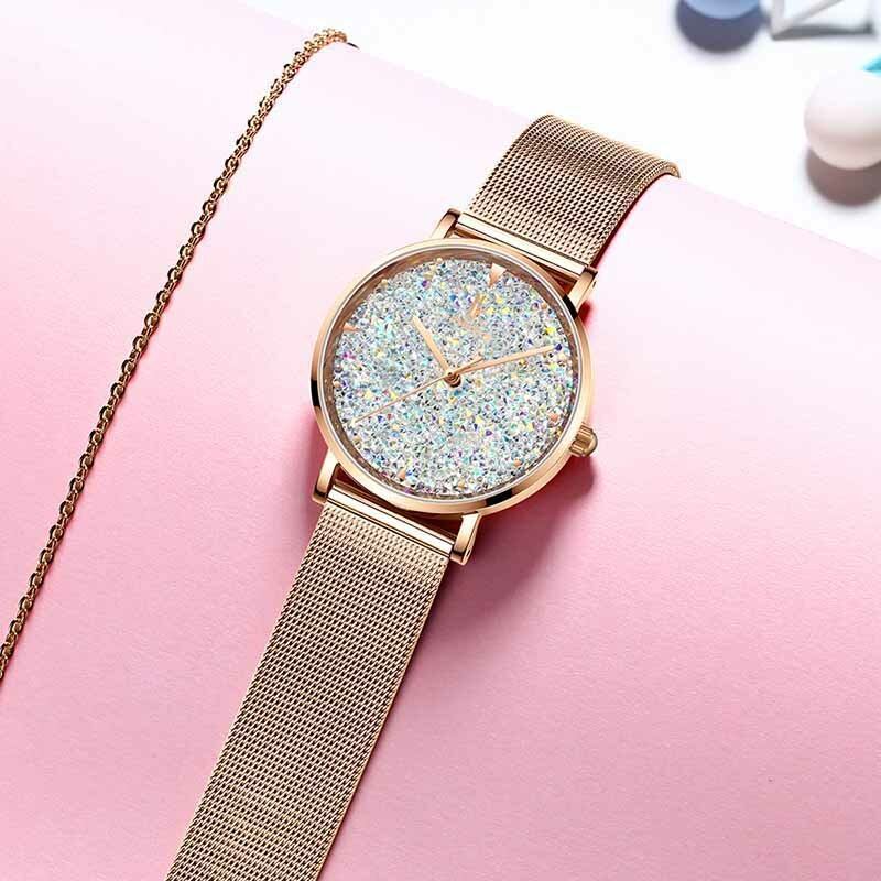 Fashion Style Gypsophila Dial Magnetic Dame Watch Ultra Thin Quartz Watch