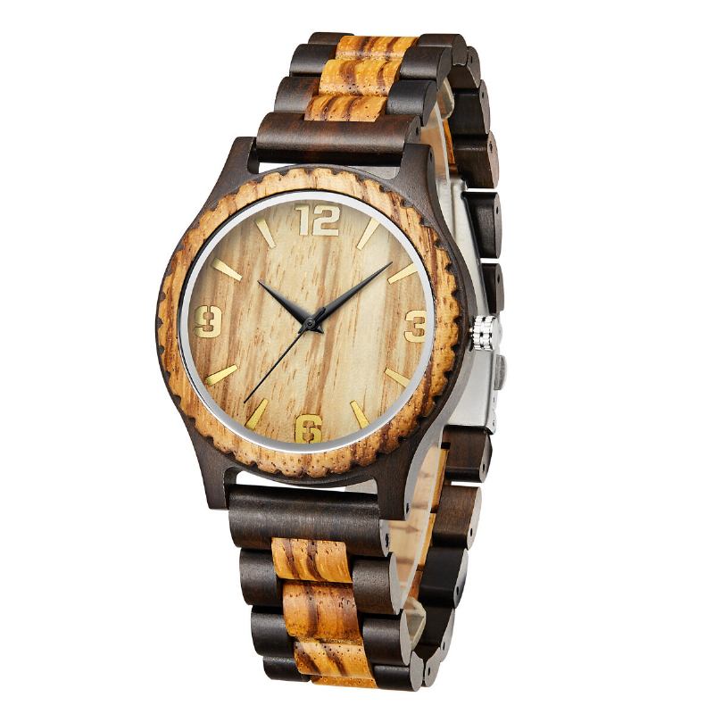 Fashion Wooden Watch Simple Dial Mænd Fashion Watch Quartz Watch