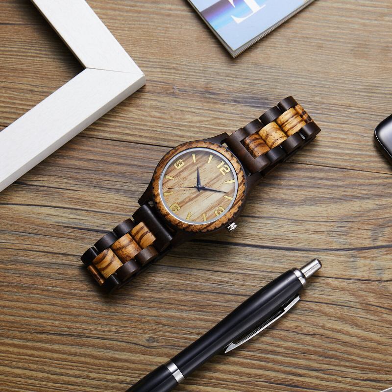 Fashion Wooden Watch Simple Dial Mænd Fashion Watch Quartz Watch