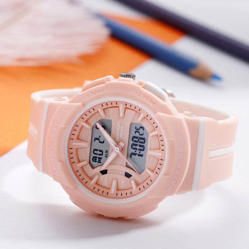 Freash Color Fashion Style Lysende Display Stødsikkert Dual Display Digital Watch