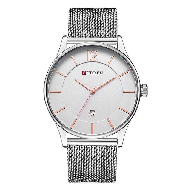 Fuld Metalrem Mode Herreur Business Style Casual Dial Vandtæt Quartz Watch