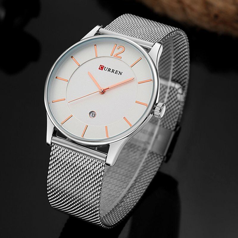 Fuld Metalrem Mode Herreur Business Style Casual Dial Vandtæt Quartz Watch