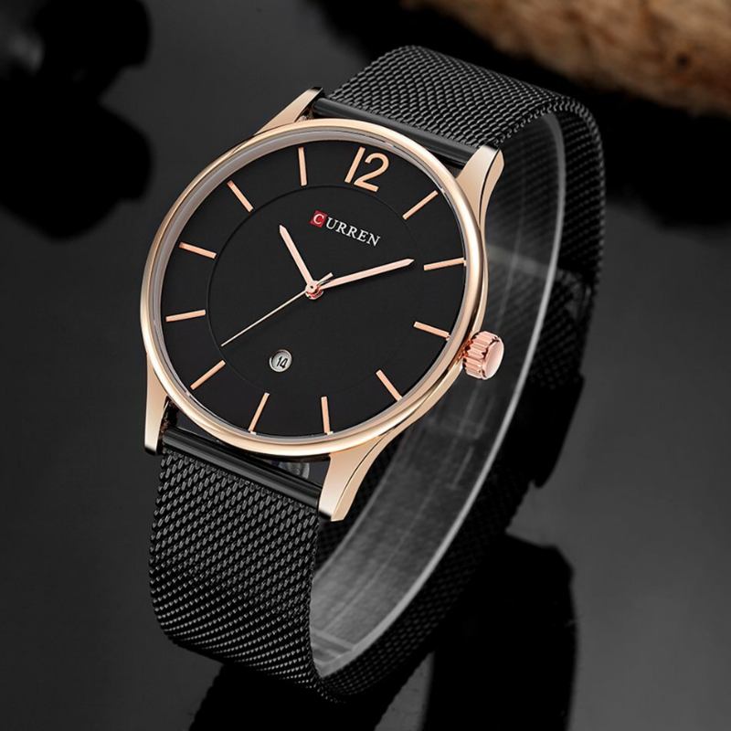 Fuld Metalrem Mode Herreur Business Style Casual Dial Vandtæt Quartz Watch