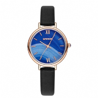 Fuld Stålrem Crace And Ease Starry Sky Fashion Dial Læderrem Dameur Quartz Watch