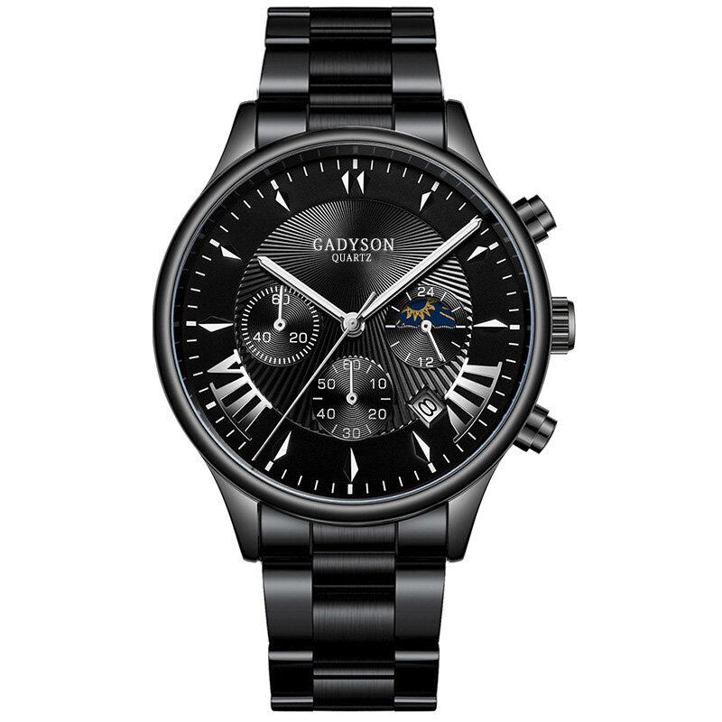 Gadyson A0701 Fashion Herre Watch Dato Display Business Rustfrit Stål Rem Quartz Watch