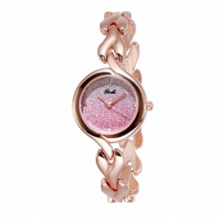 Gedi Fashion Elegant Luksus Krystal Gradient Farve Skive Alloy Rem Dame Armbånd Armbåndsure Quartz Watch