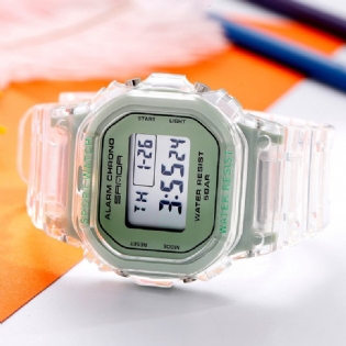 Gennemsigtig Rem Frisk Farve Fashion Lysende Display Stopur Coupole Digital Watch