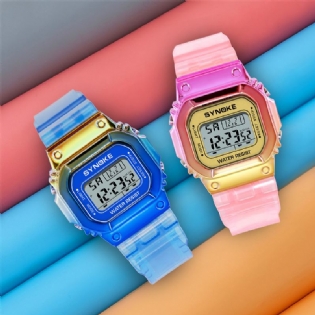 Gradient Color Watch Case Fashion Style Kvinder Mænd Lysende Display Par Digital Watch