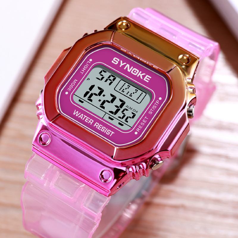 Gradient Color Watch Case Fashion Style Kvinder Mænd Lysende Display Par Digital Watch