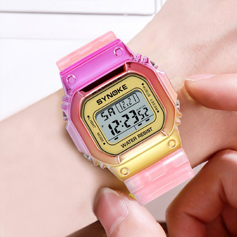 Gradient Color Watch Case Fashion Style Kvinder Mænd Lysende Display Par Digital Watch