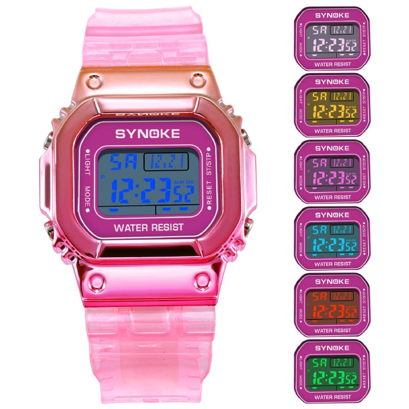 Gradient Color Watch Case Fashion Style Kvinder Mænd Lysende Display Par Digital Watch