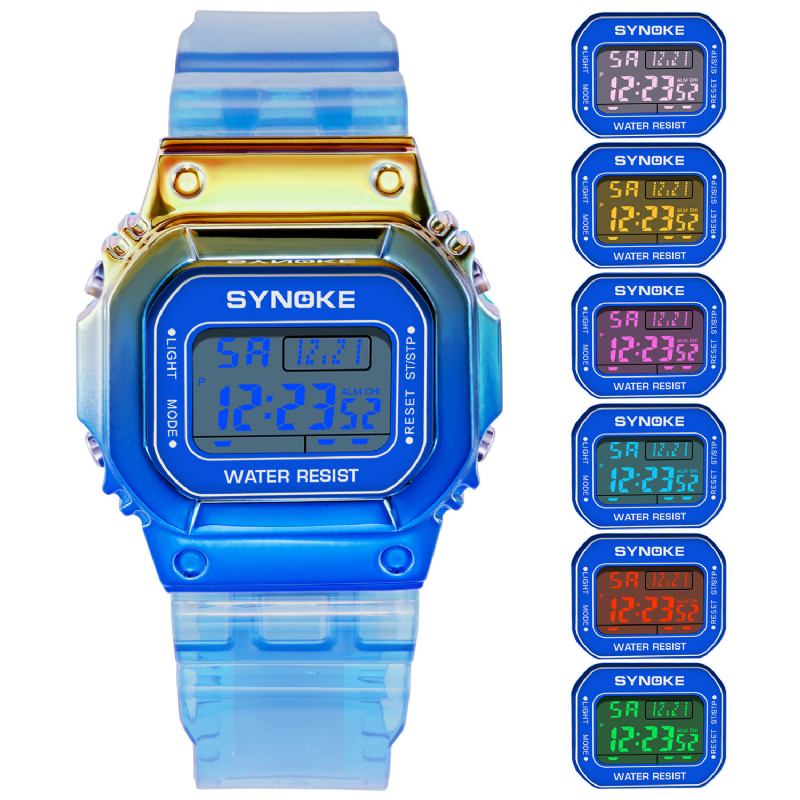 Gradient Color Watch Case Fashion Style Kvinder Mænd Lysende Display Par Digital Watch