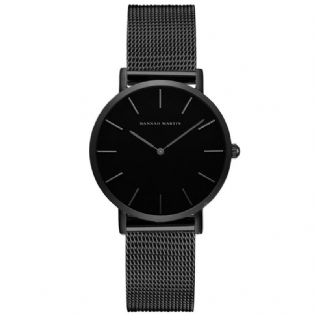 Hannah Martin Ch36 Mode Casual Enkel Big Dial Steel Mesh Rem Vandtæt Kvarts Kvartsur