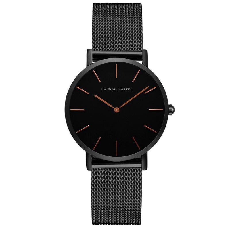 Hannah Martin Ch36 Mode Casual Enkel Big Dial Steel Mesh Rem Vandtæt Kvarts Kvartsur