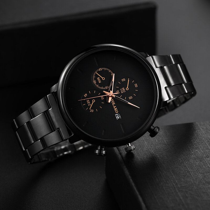 High Hardness Glas Fashion Fuld Metal Strap Mænd Vandtæt Watch Quartz Watch