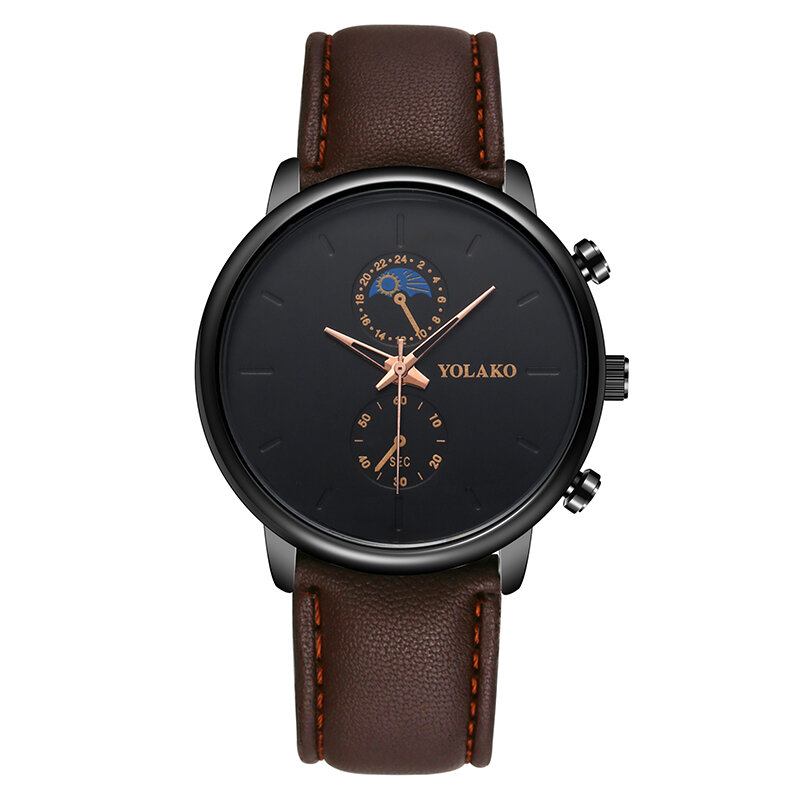 Masculino Fashion Style Vandtæt Mænd Læderrem Quartz Watch