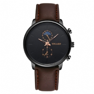 Masculino Fashion Style Vandtæt Mænd Læderrem Quartz Watch