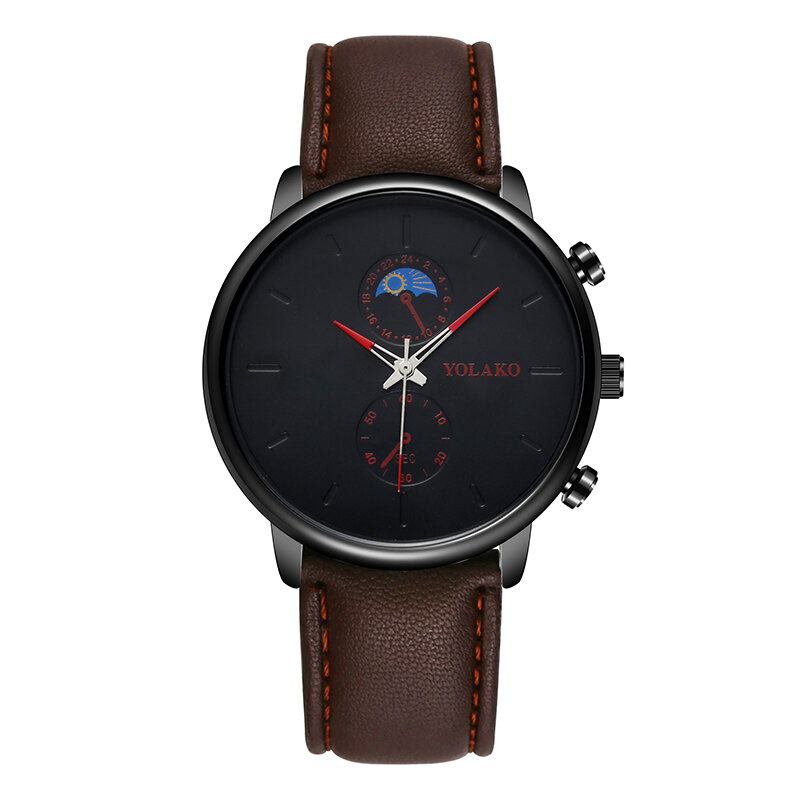 Masculino Fashion Style Vandtæt Mænd Læderrem Quartz Watch