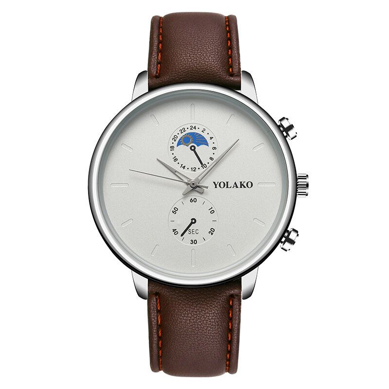 Masculino Fashion Style Vandtæt Mænd Læderrem Quartz Watch