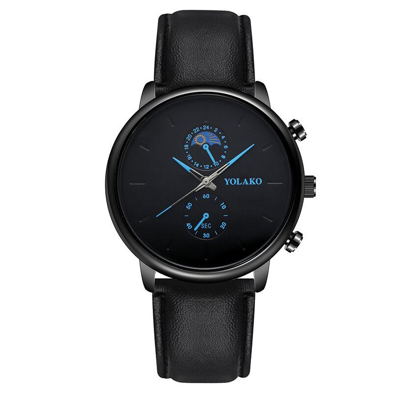 Masculino Fashion Style Vandtæt Mænd Læderrem Quartz Watch