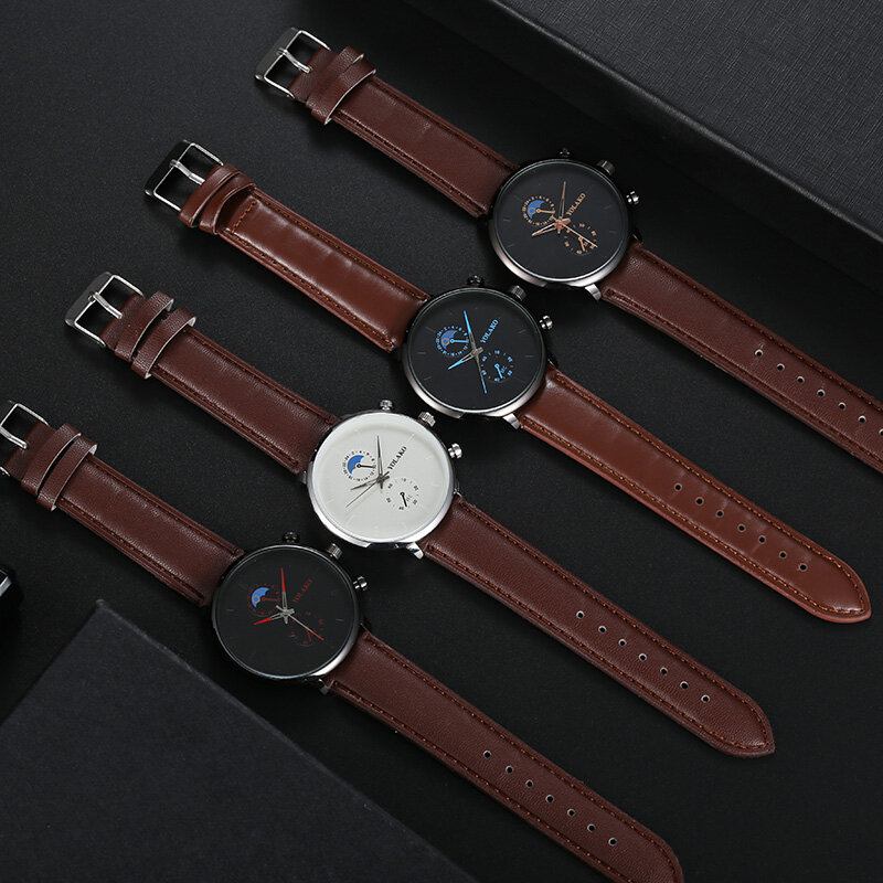 Masculino Fashion Style Vandtæt Mænd Læderrem Quartz Watch