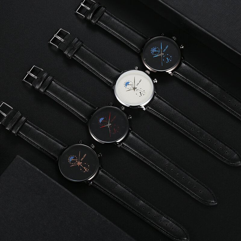 Masculino Fashion Style Vandtæt Mænd Læderrem Quartz Watch