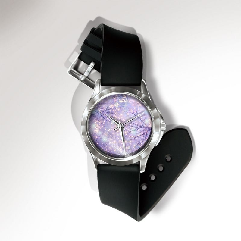 Miss White Casual Watercolor Night Starry Sky Pattern Dial Pvc Band Unisex Quartz Watch Armbåndsur