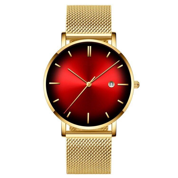 Mode Casual Alloy Business Gradient Color Multi-funktion Mesh Strap Quartz Watch