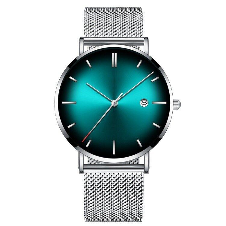 Mode Casual Alloy Business Gradient Color Multi-funktion Mesh Strap Quartz Watch