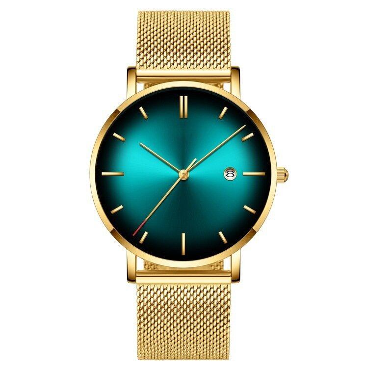 Mode Casual Alloy Business Gradient Color Multi-funktion Mesh Strap Quartz Watch