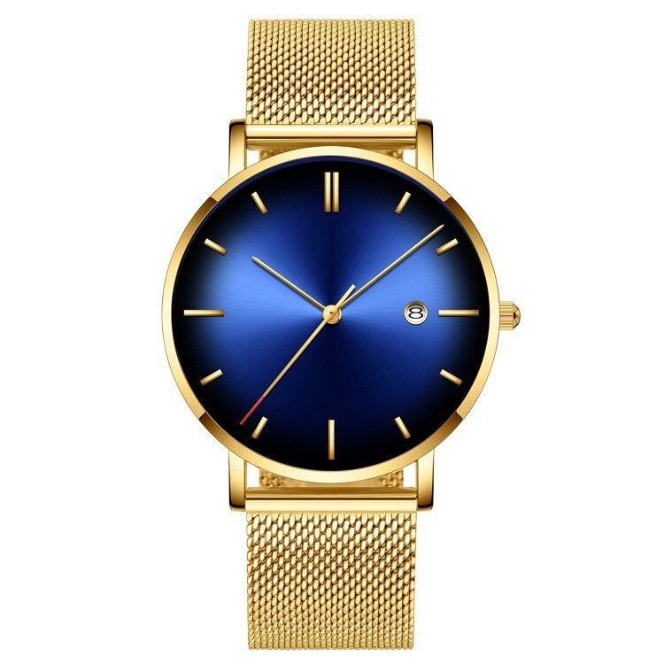 Mode Casual Alloy Business Gradient Color Multi-funktion Mesh Strap Quartz Watch