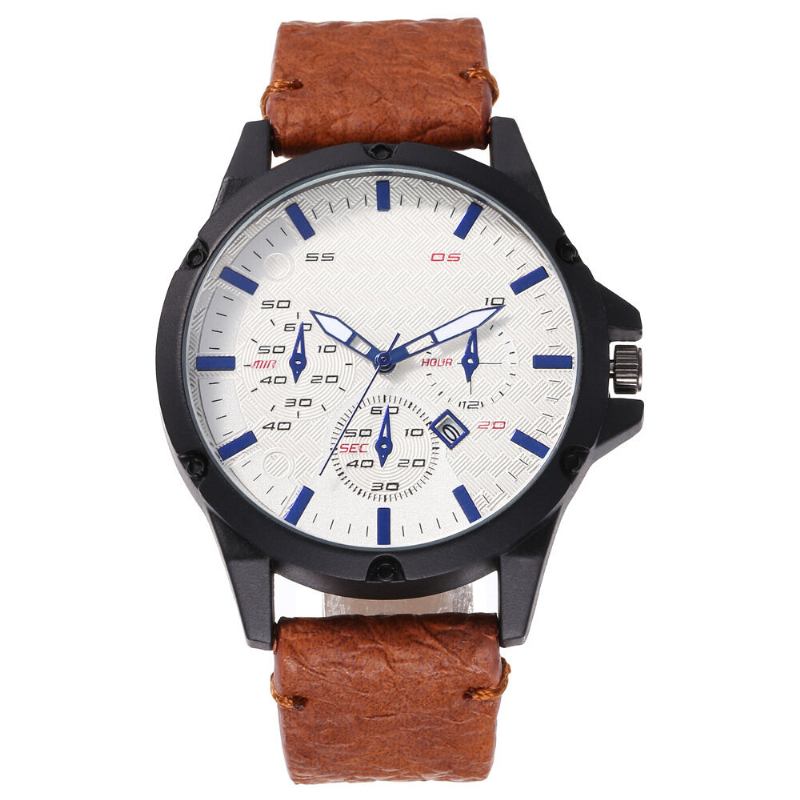 Mode Casual Alloy Casual Vintage Kalender Pu Læder Bælteur Quartz Watch