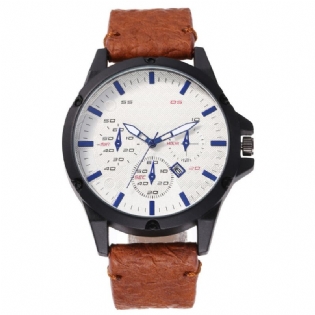 Mode Casual Alloy Casual Vintage Kalender Pu Læder Bælteur Quartz Watch