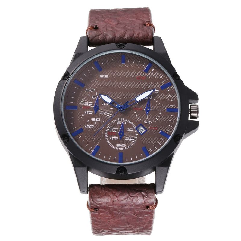 Mode Casual Alloy Casual Vintage Kalender Pu Læder Bælteur Quartz Watch