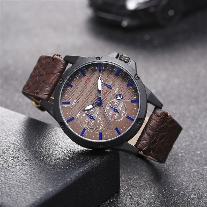 Mode Casual Alloy Casual Vintage Kalender Pu Læder Bælteur Quartz Watch