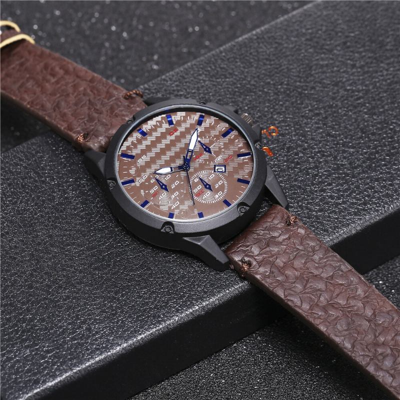 Mode Casual Alloy Casual Vintage Kalender Pu Læder Bælteur Quartz Watch