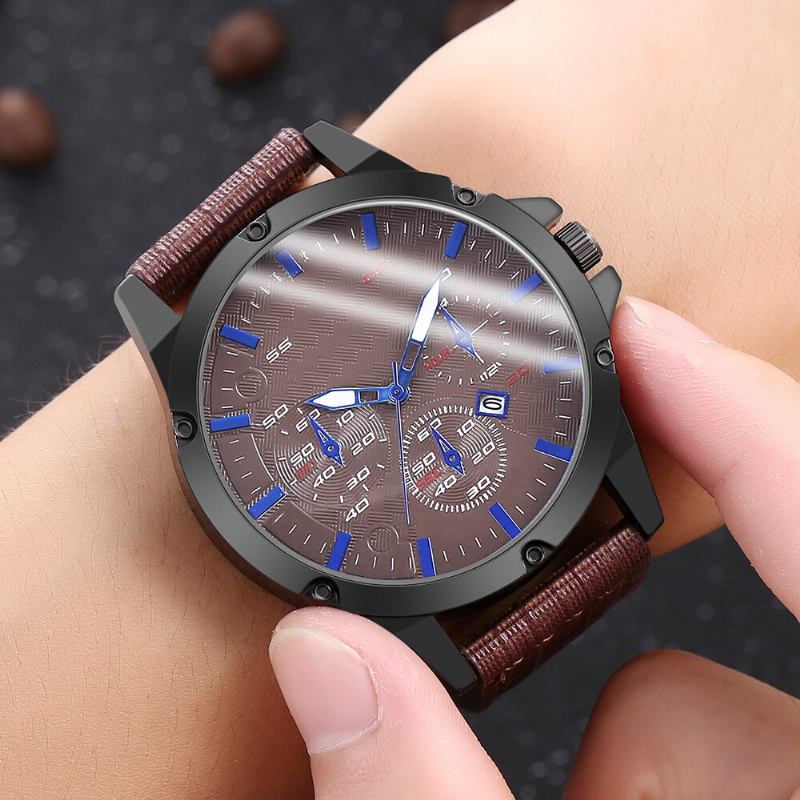 Mode Casual Alloy Casual Vintage Kalender Pu Læder Bælteur Quartz Watch