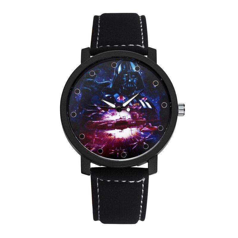 Mode Casual Creative Large Dial Læderrem Herre Quartz Watch