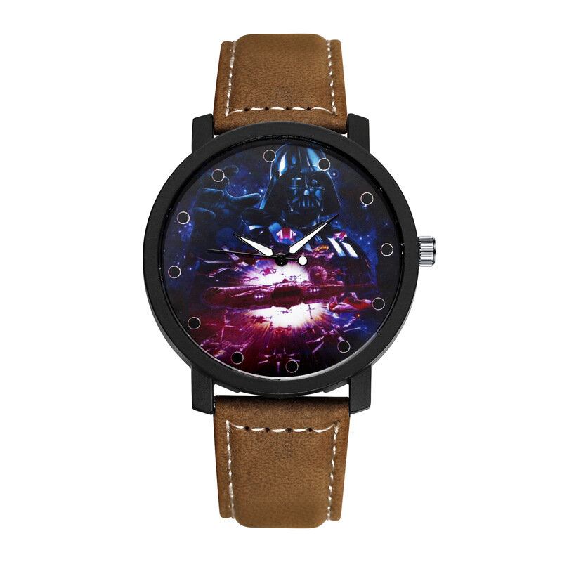 Mode Casual Creative Large Dial Læderrem Herre Quartz Watch