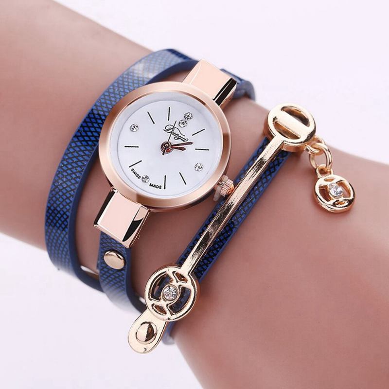 Mode Casual Dame Diamand Pu Læderrem Dame Armbåndsur Kvartsur