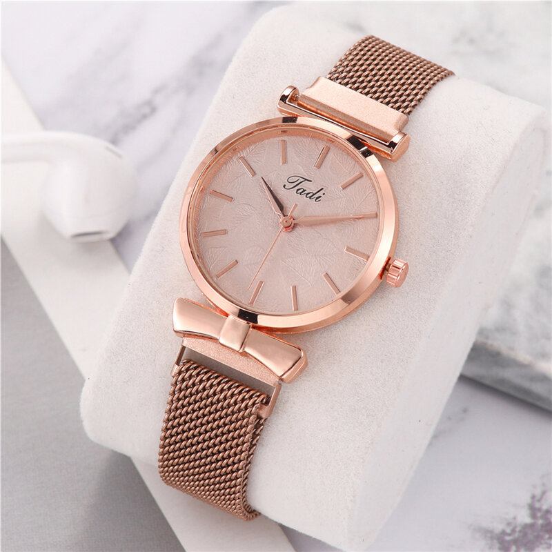 Mode Casual Elegant Design Dame Ure Legering Mesh Band Uret Armbåndsur Kvartsur