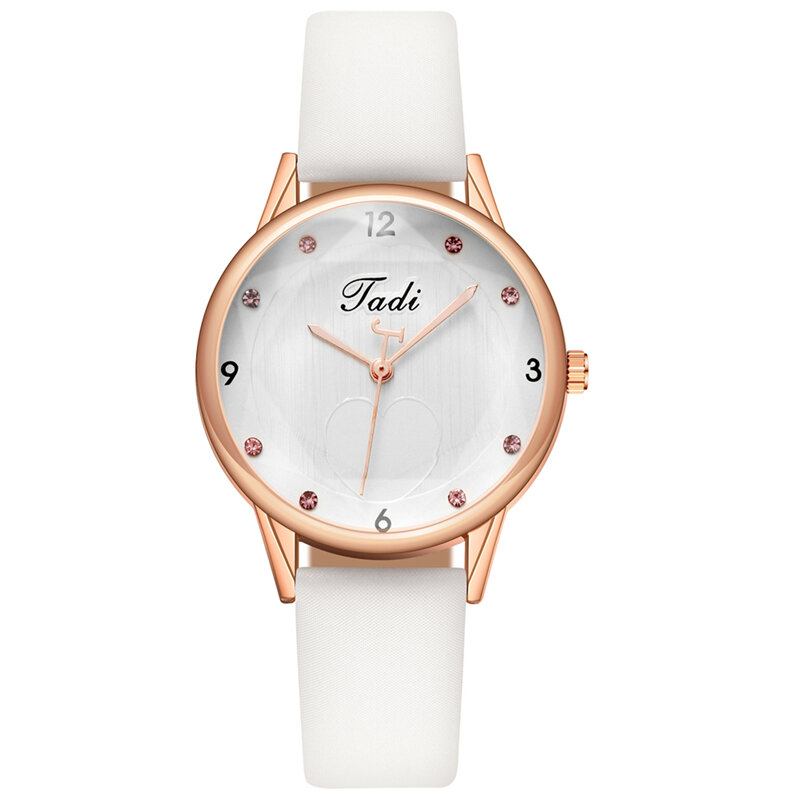 Mode Casual Elegant Sport Kvinder Ure Læderbånd Urskive Rose Gold Armbåndslegering Urkasse Quartz Watch