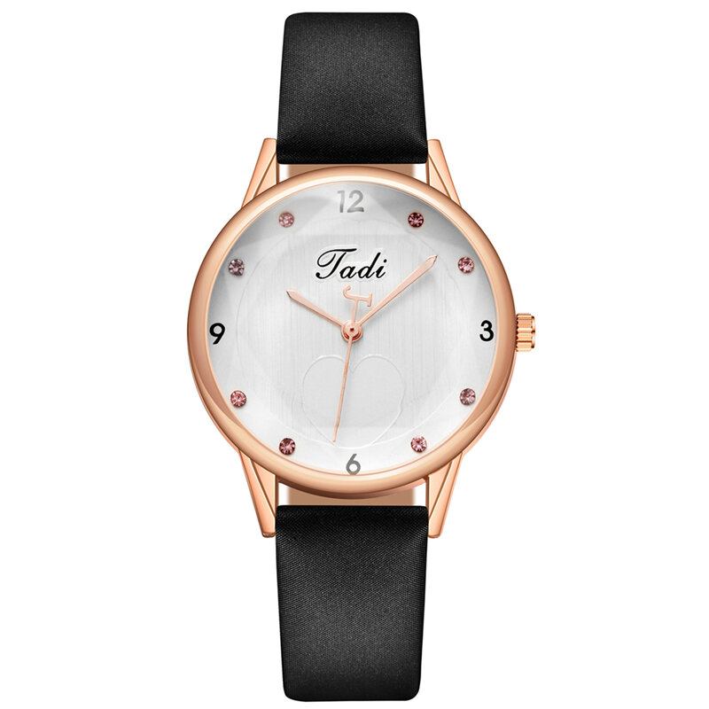 Mode Casual Elegant Sport Kvinder Ure Læderbånd Urskive Rose Gold Armbåndslegering Urkasse Quartz Watch