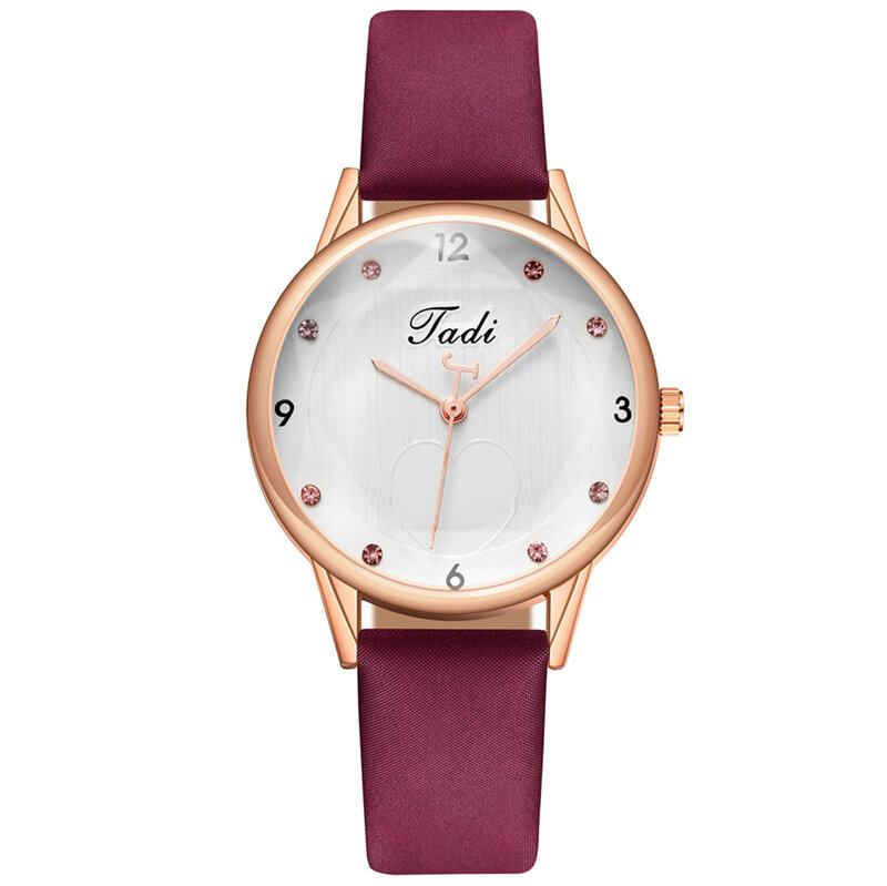 Mode Casual Elegant Sport Kvinder Ure Læderbånd Urskive Rose Gold Armbåndslegering Urkasse Quartz Watch