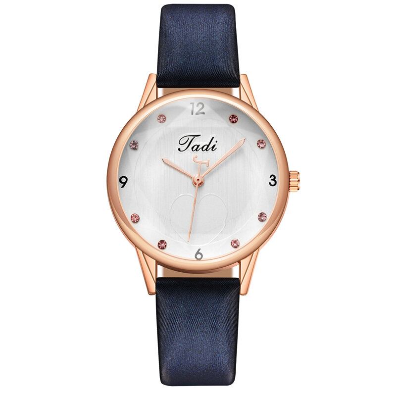 Mode Casual Elegant Sport Kvinder Ure Læderbånd Urskive Rose Gold Armbåndslegering Urkasse Quartz Watch